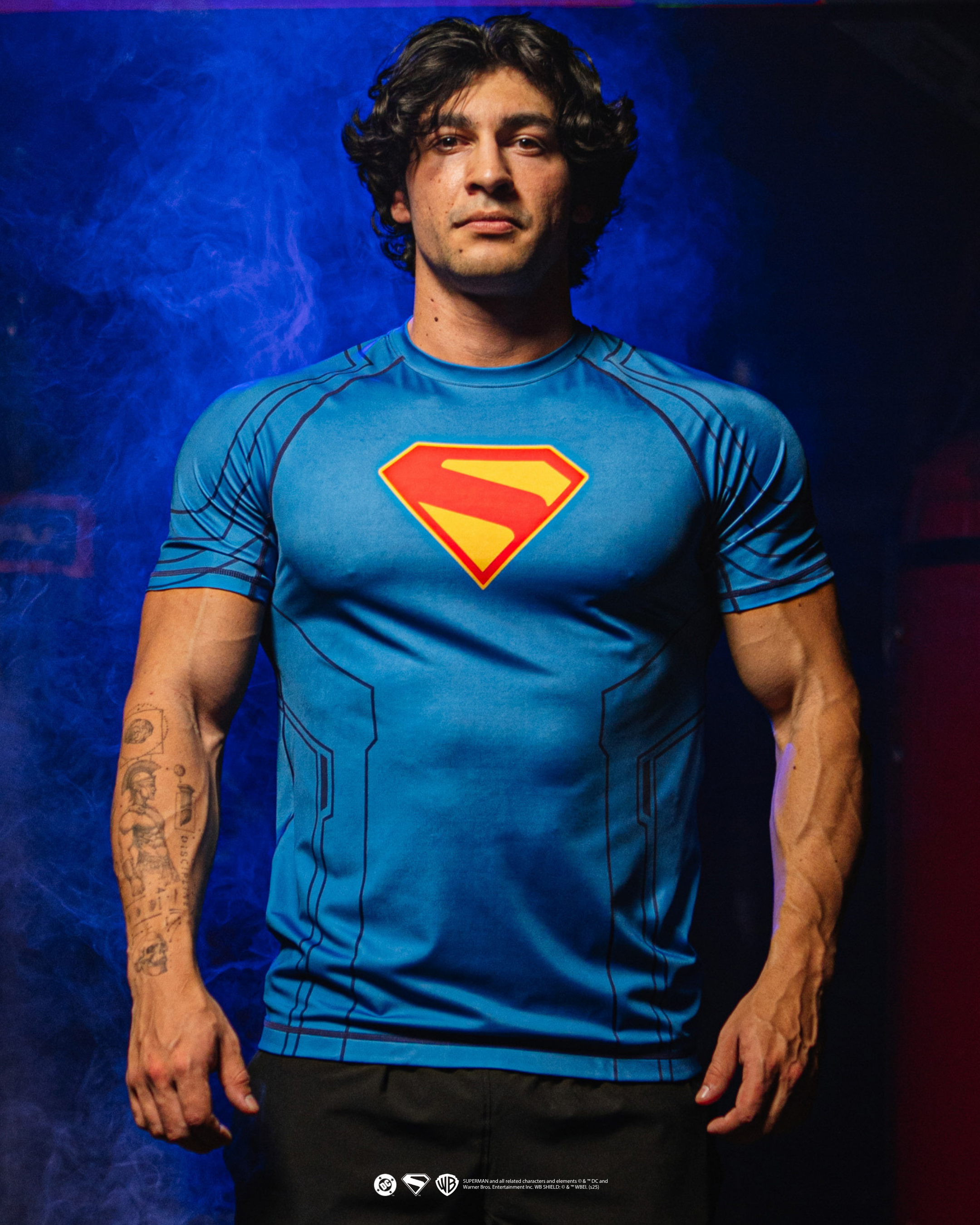 【×Superman】 コンプレッションT Blue M 筋トレ Superman】 コンプレッションT Blue M 筋トレ Superman