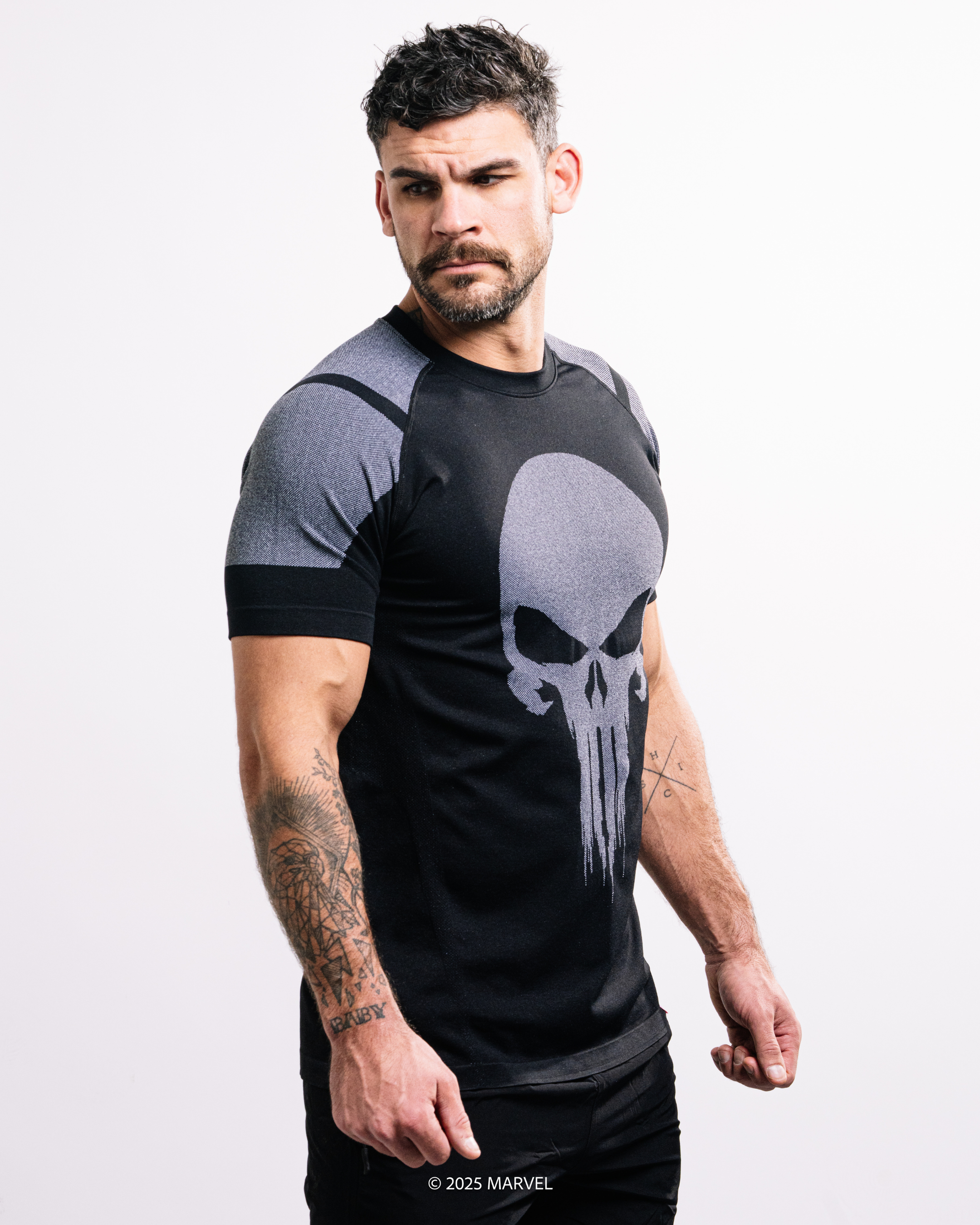 T-shirt Compression Superhero Punisher - Séchage Rapide, 3D, Taille Au Choix, Multicolore