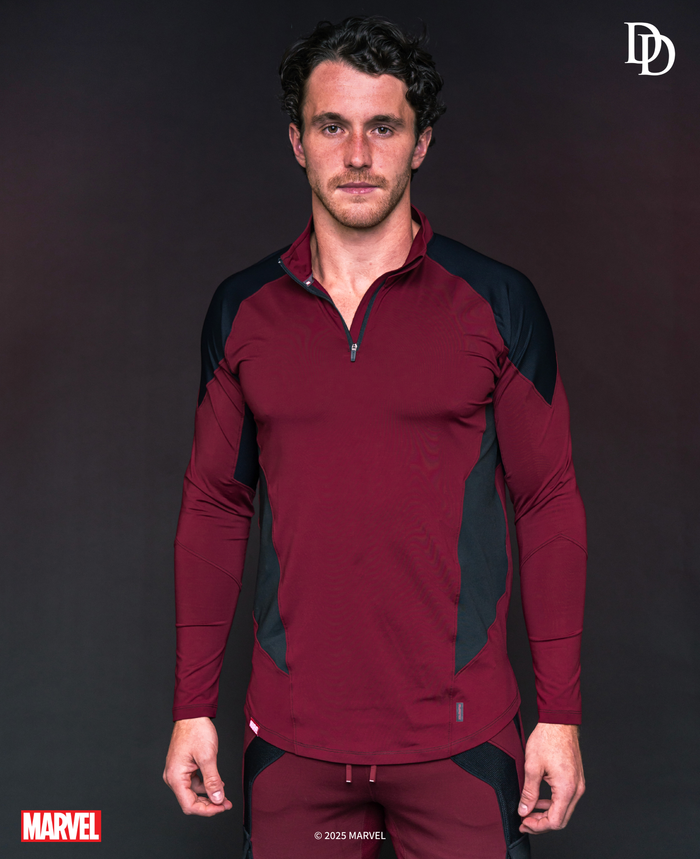 DAREDEVIL Performance 1/4 Zip Long Sleeve - Crimson