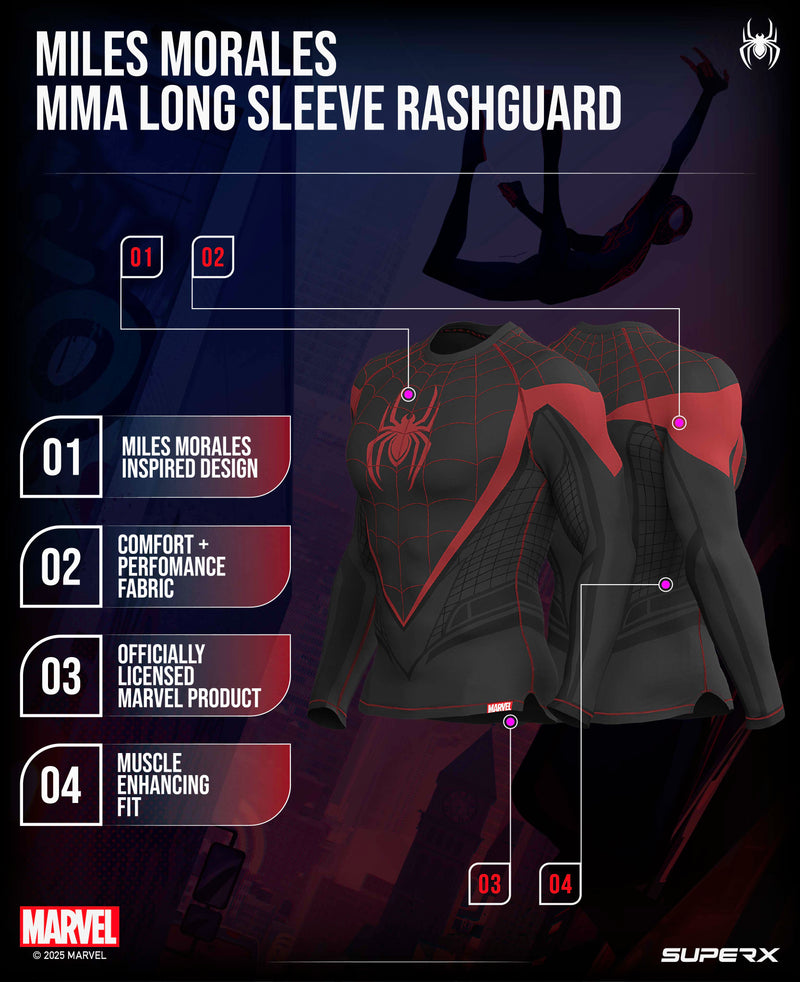 miles morales card sleeves Spider-Man Miles Morales Compression Long Sleeve XS