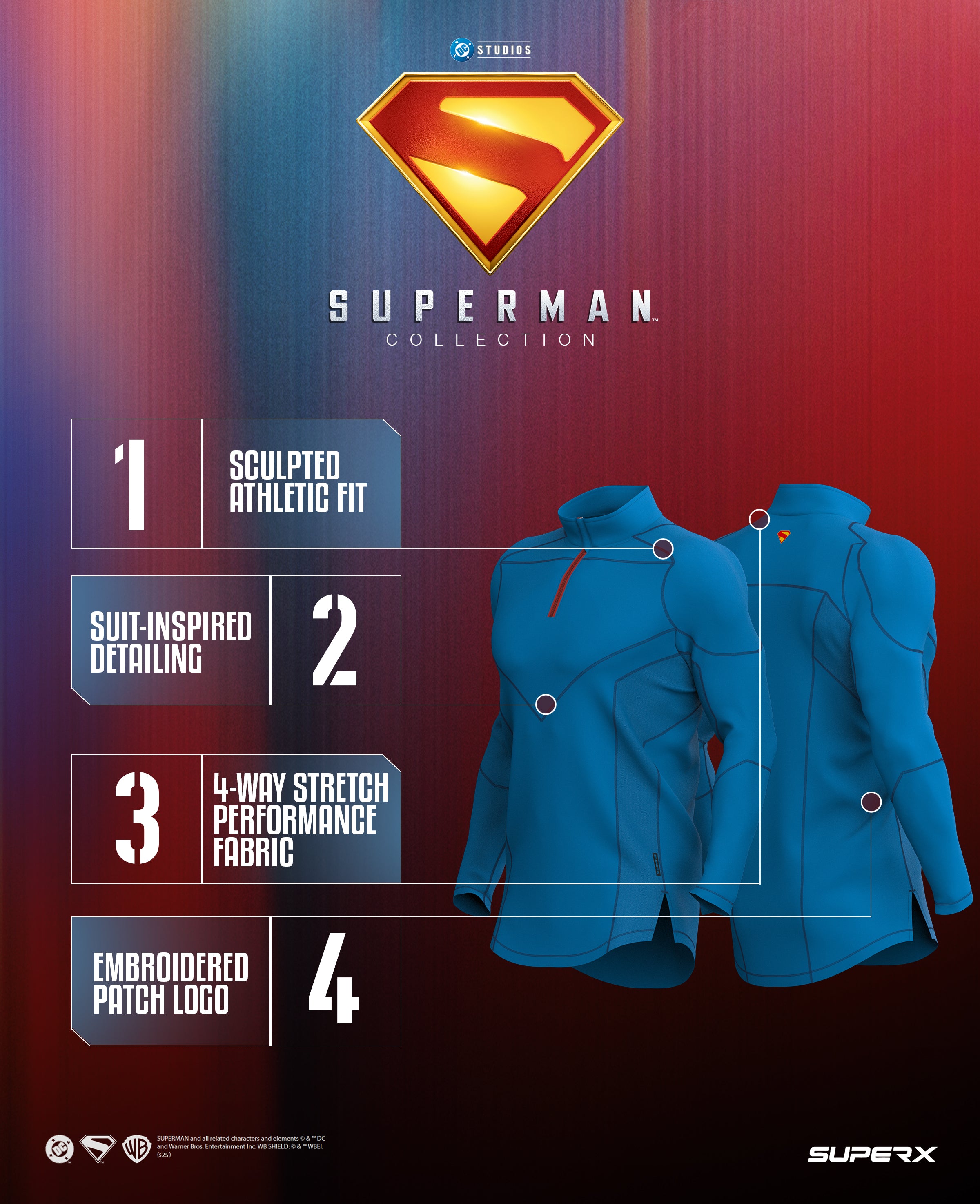 SUPERMAN Kryptonian Armor 1/4 Zip Long Sleeve